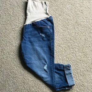 Old Navy Boyfriend Maternity Jeans, distressed.